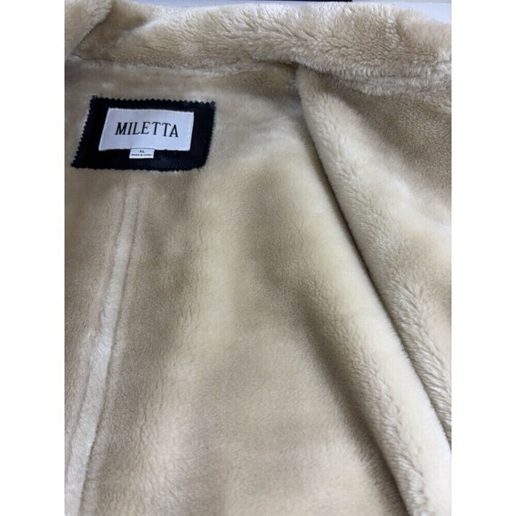 Miletta Faux Leather Coat Jacket Black XL Faux Fur Lining Zip Front Pockets - Picture 9 of 16